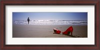 Framed Woman And High Heels On Beach, California, USA
