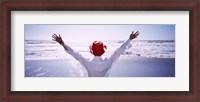 Framed Woman With Outstretched Arms On Beach, California, USA