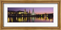 Framed Reflection Of Buildings On Water At Night, Dresden, Germany