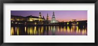 Framed Reflection Of Buildings On Water At Night, Dresden, Germany