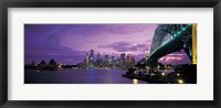 Framed Port Jackson, Sydney Harbor And Bridge Night, Sydney, Australia