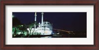 Framed Ortakoy Mosque at night, Bosphorus Bridge, Istanbul, Turkey