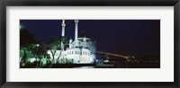 Framed Ortakoy Mosque at night, Bosphorus Bridge, Istanbul, Turkey