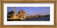 Framed Mosque at the waterfront near a bridge, Ortakoy Mosque, Bosphorus Bridge, Istanbul, Turkey
