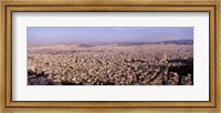 Framed Aerial view of a city, Athens, Greece