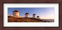 Framed Low angle view of traditional windmills, Mykonos, Cyclades Islands, Greece