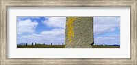 Framed Yellow markings on a pillar in the Ring Of Brodgar, Orkney Islands, Scotland, United Kingdom