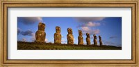 Framed Low angle view of statues in a row, Moai Statue, Easter Island, Chile