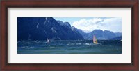 Framed Windsurfing on a lake, Lake Garda, Italy