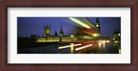 Framed England, London, Houses of Parliament, Traffic moving in the night