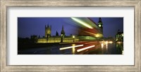 Framed England, London, Houses of Parliament, Traffic moving in the night