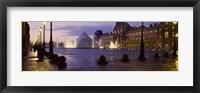 Framed Buildings lit up at night, Louvre Museum, Paris, France