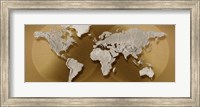 Framed Close-up of a World Map (gold)