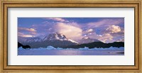 Framed Cloudy sky over mountains, Lago Grey, Torres del Paine National Park, Patagonia, Chile