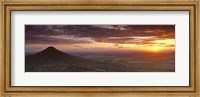 Framed Silhouette Of A Hill At Sunset, Roseberry Topping, North Yorkshire, Cleveland, England, United Kingdom