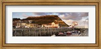 Framed Speed Boats At A Commercial Dock, Scarborough, North Yorkshire, England, United Kingdom
