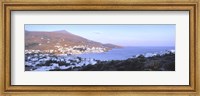 Framed High angle view of buildings on the waterfront, Batsi, Andros Island, Cyclades Islands, Greece