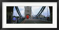 Framed Bus on a bridge, London Bridge, London, England