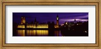 Framed Government Building Lit Up At Night, Big Ben And The House Of Parliament, London, England, United Kingdom