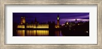 Framed Government Building Lit Up At Night, Big Ben And The House Of Parliament, London, England, United Kingdom