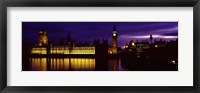 Framed Government Building Lit Up At Night, Big Ben And The House Of Parliament, London, England, United Kingdom