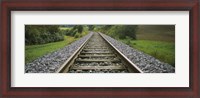 Framed Railroad track passing through a landscape, Germany
