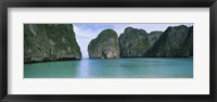 Framed Rock formations in the ocean, Mahya Beach, Ko Phi Phi Lee, Phi Phi Islands, Thailand