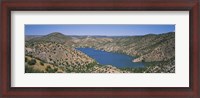 Framed High angle view of a lake surrounded by hills, Santa Cruz Lake, New Mexico, USA