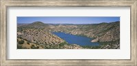 Framed High angle view of a lake surrounded by hills, Santa Cruz Lake, New Mexico, USA
