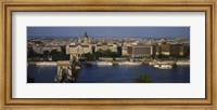 Framed Buildings at the waterfront, Chain Bridge, Danube River, Budapest, Hungary