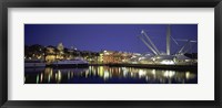 Framed Reflection of buildings in water, The Bigo, Porto Antico, Genoa, Italy
