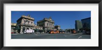 Framed Bus parked in front of a railroad station, Brignole Railway Station, Piazza Giuseppe Verdi, Genoa, Italy