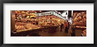 Framed Group of people in a vegetable market, La Boqueria Market, Barcelona, Catalonia, Spain