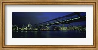 Framed Low angle view of a bridge across a river, Millennium Bridge, Thames River, London, England
