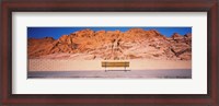 Framed Bench in front of rocks, Red Rock Canyon State Park, Nevada, USA