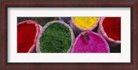Framed High angle view of various tika powders, Braj, Mathura, Uttar Pradesh, India