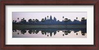 Framed Reflection of temples and palm trees in a lake, Angkor Wat, Cambodia