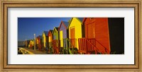 Framed Beach huts in a row, St James, Cape Town, South Africa