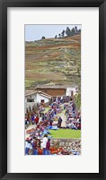 Framed Group of people in a market, Chinchero Market, Andes Mountains, Urubamba Valley, Cuzco, Peru