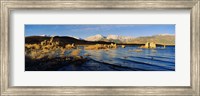 Framed Lake with mountains in the background, Mono Lake, Eastern Sierra, Californian Sierra Nevada, California, USA