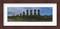 Framed Moai statues in a row, Rano Raraku, Easter Island, Chile