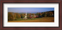 Framed Church and a barn in a field, Peacham, Vermont, USA