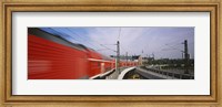 Framed Red Train on railroad tracks, Central Station, Berlin, Germany