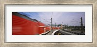 Framed Red Train on railroad tracks, Central Station, Berlin, Germany