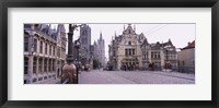 Framed Tourists walking in front of a church, St. Nicolas Church, Ghent, Belgium