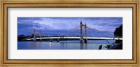 Framed Suspension bridge across a river, Thames River, Albert Bridge, London, England