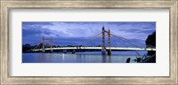 Framed Suspension bridge across a river, Thames River, Albert Bridge, London, England