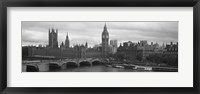 Framed Bridge across a river, Westminster Bridge, Big Ben, Houses of Parliament, City Of Westminster, London, England