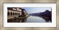 Framed Buildings along a river, Uffizi Museum, Ponte Vecchio, Arno River, Florence, Tuscany, Italy