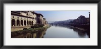 Framed Buildings along a river, Uffizi Museum, Ponte Vecchio, Arno River, Florence, Tuscany, Italy